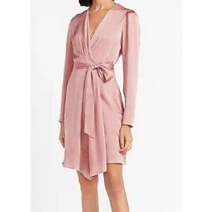 EXPRESS satin wrap dress in blush pink size XS